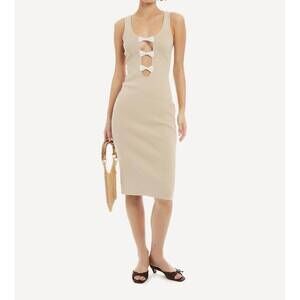NEW WYLD BLUE knit bow dress in beige